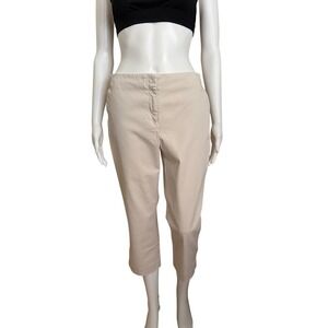 Dunnes‎ Capri Beige Cotton Elastane Stretch Trouser Pants Size 12 EU 40